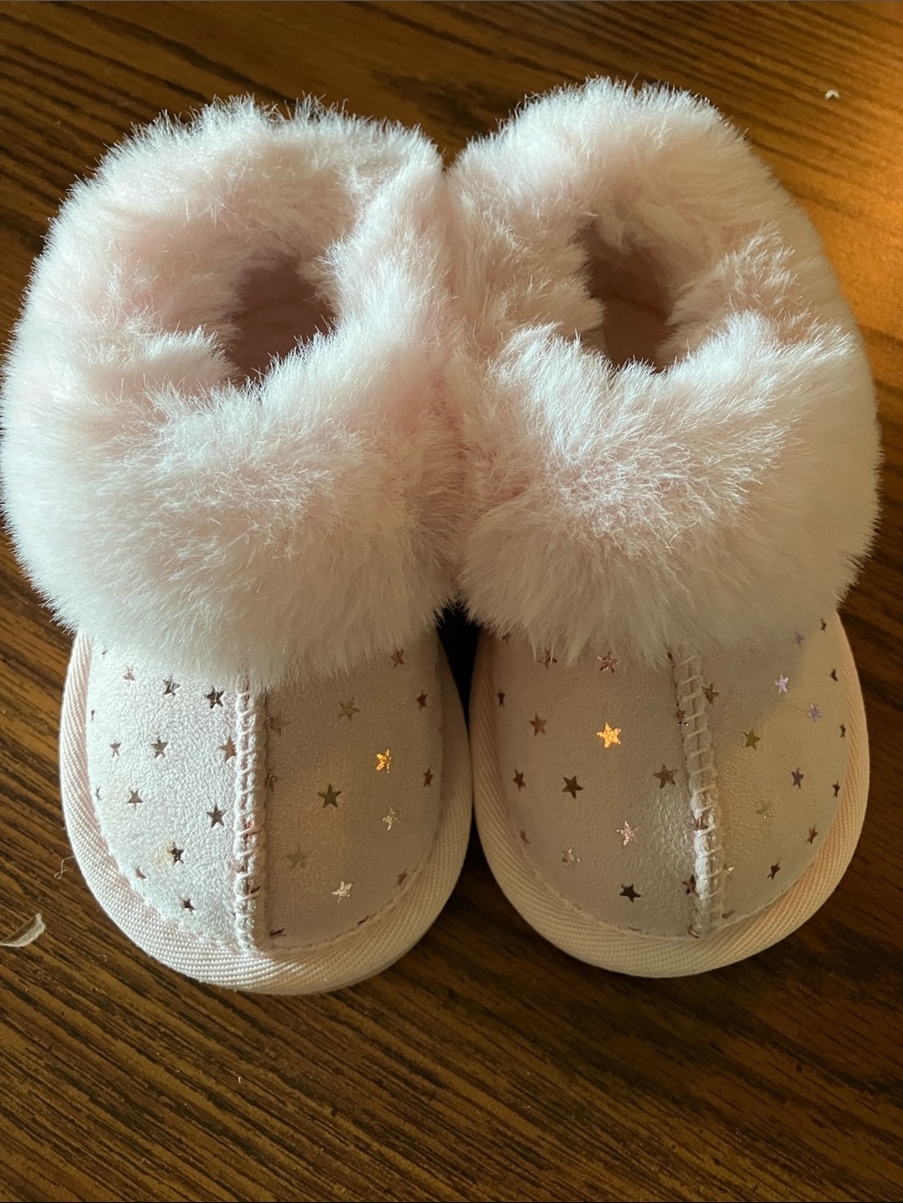 Target Pink Fuzzy Star Baby Slippers